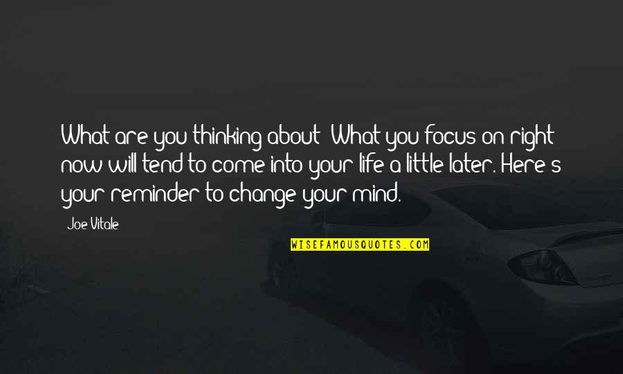 Focus On The Here And Now Quotes By Joe Vitale: What are you thinking about? What you focus