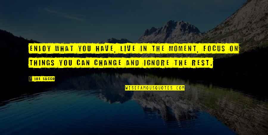 Focus On The Things You Can Change Quotes By Joe Sacco: Enjoy what you have, live in the moment,