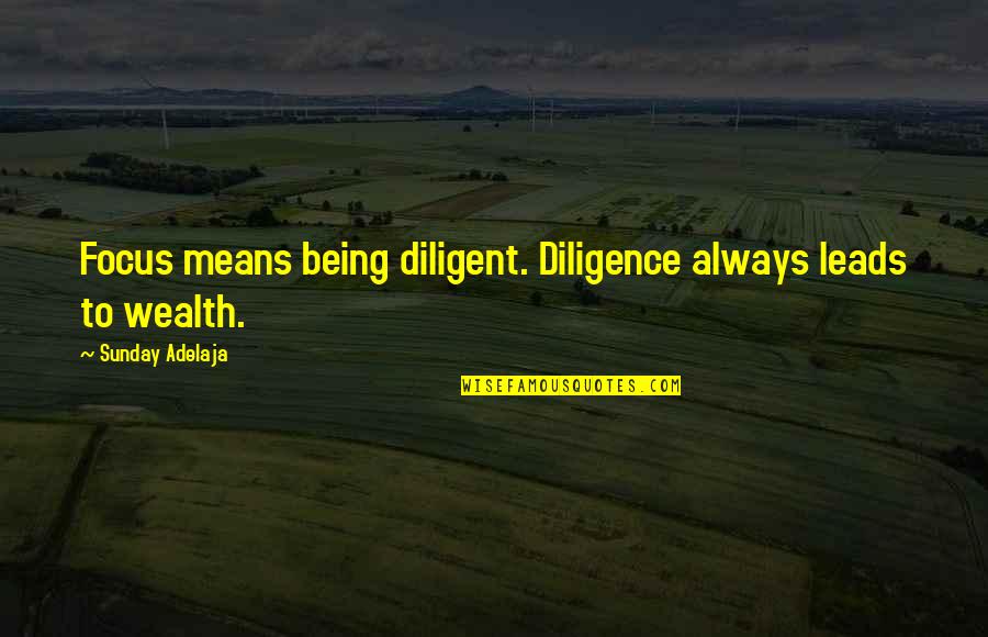 Focus On Wealth Quotes By Sunday Adelaja: Focus means being diligent. Diligence always leads to