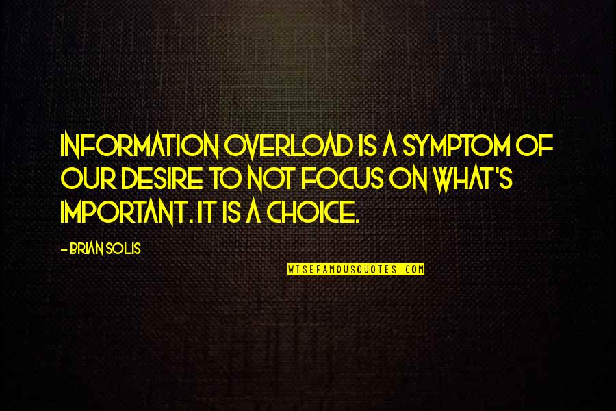 Focus On What Is Important Quotes By Brian Solis: Information overload is a symptom of our desire