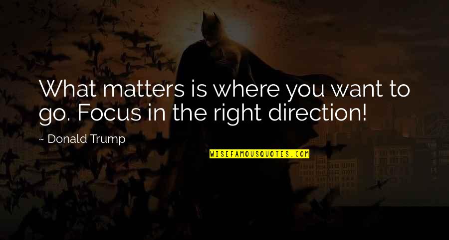 Focus On What's Right Quotes By Donald Trump: What matters is where you want to go.