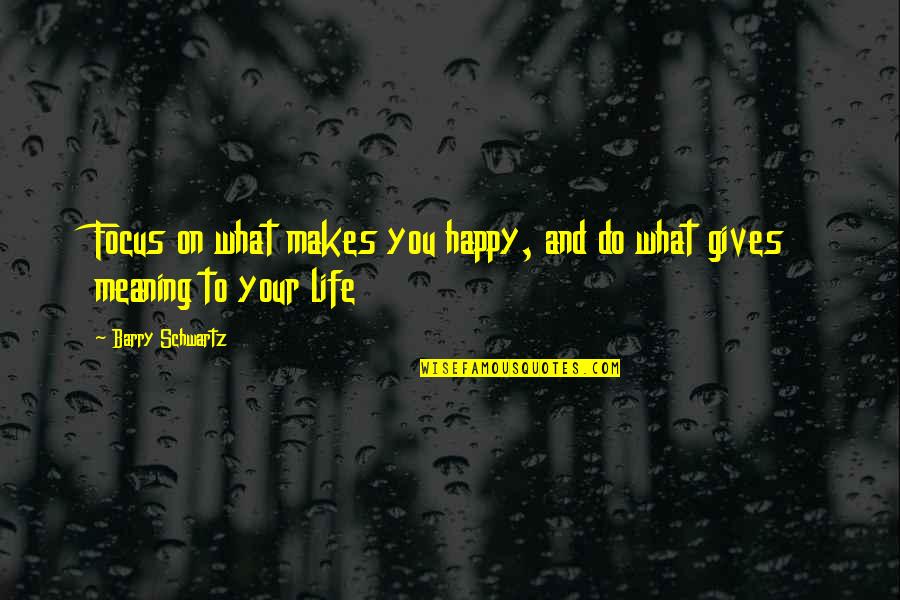 Focus On Your Life Quotes By Barry Schwartz: Focus on what makes you happy, and do