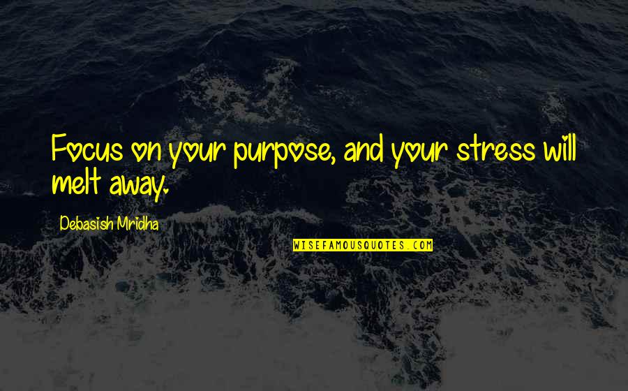 Focus Philosophy Quotes By Debasish Mridha: Focus on your purpose, and your stress will Focus Philosophy Quotes By Debasish Mridha: Focus on your purpose, and your stress will