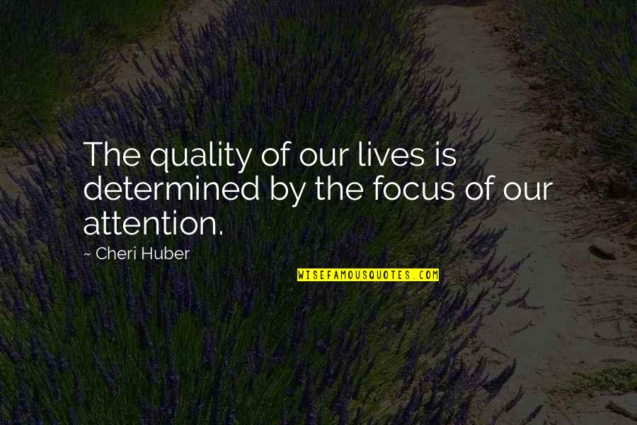 Focus The Quotes By Cheri Huber: The quality of our lives is determined by