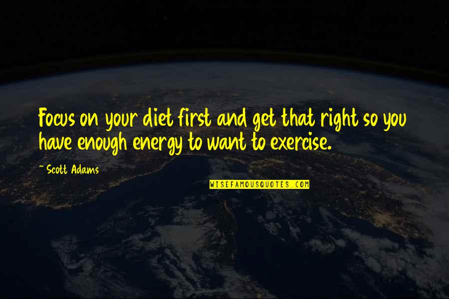 Focus Your Energy Quotes By Scott Adams: Focus on your diet first and get that