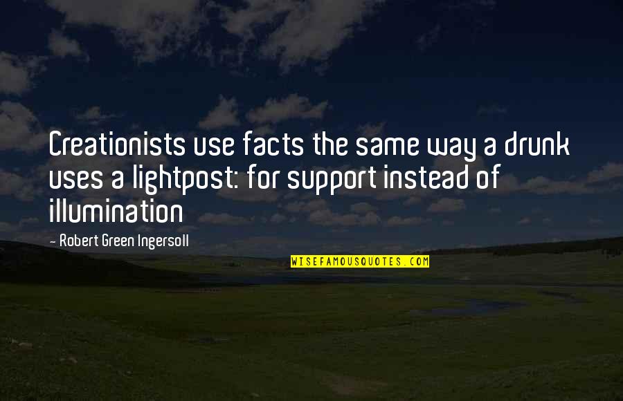 Focused Minds Quotes By Robert Green Ingersoll: Creationists use facts the same way a drunk Focused Minds Quotes By Robert Green Ingersoll: Creationists use facts the same way a drunk