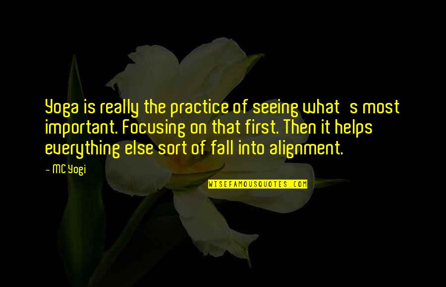 Focusing On What Is Important Quotes By MC Yogi: Yoga is really the practice of seeing what's