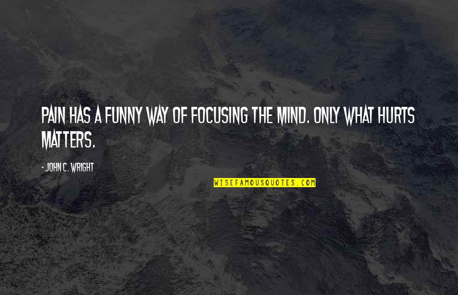 Focusing On What Matters Quotes By John C. Wright: Pain has a funny way of focusing the