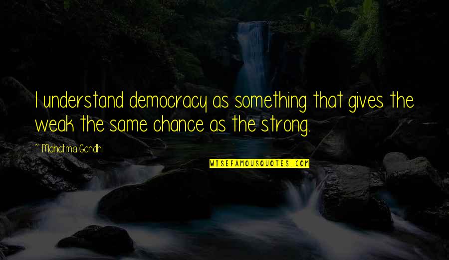 Fogging Insecticide Quotes By Mahatma Gandhi: I understand democracy as something that gives the
