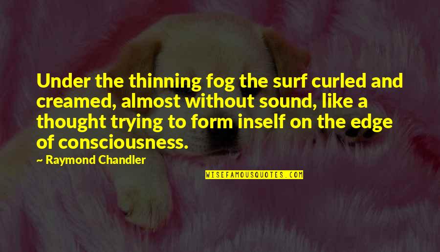 Fog'll Quotes By Raymond Chandler: Under the thinning fog the surf curled and Fog'll Quotes By Raymond Chandler: Under the thinning fog the surf curled and