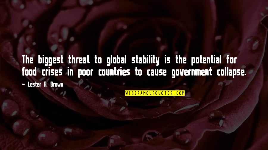Fognato Quotes By Lester R. Brown: The biggest threat to global stability is the
