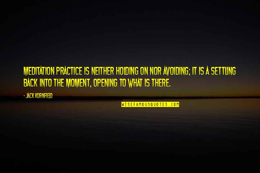 Fogy Quotes By Jack Kornfield: Meditation practice is neither holding on nor avoiding;