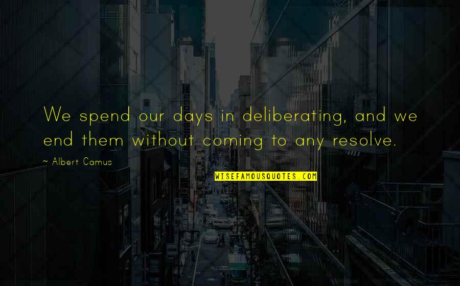 Foison Quotes By Albert Camus: We spend our days in deliberating, and we