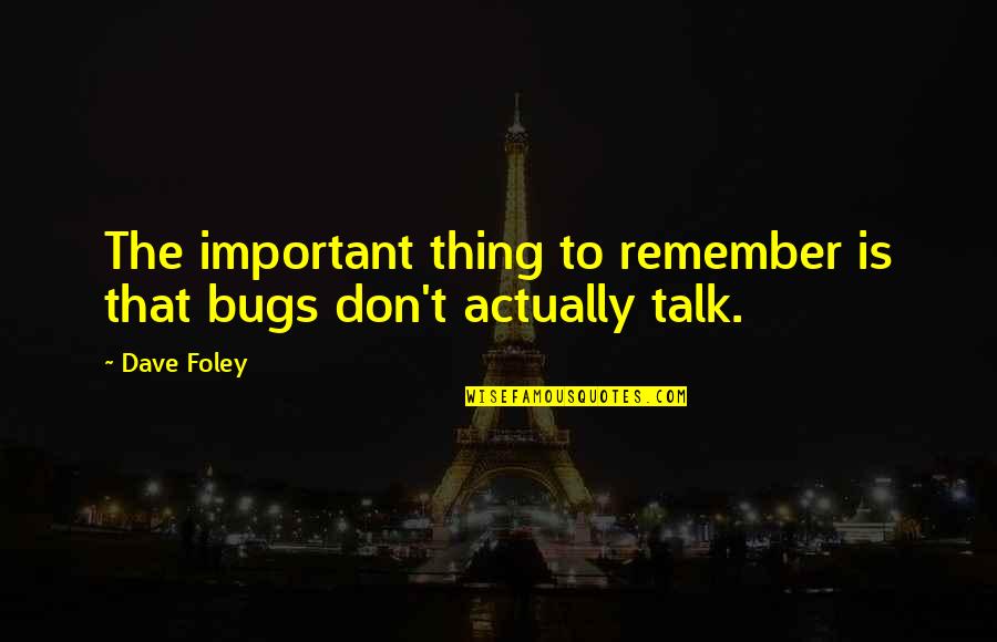 Foley Quotes By Dave Foley: The important thing to remember is that bugs