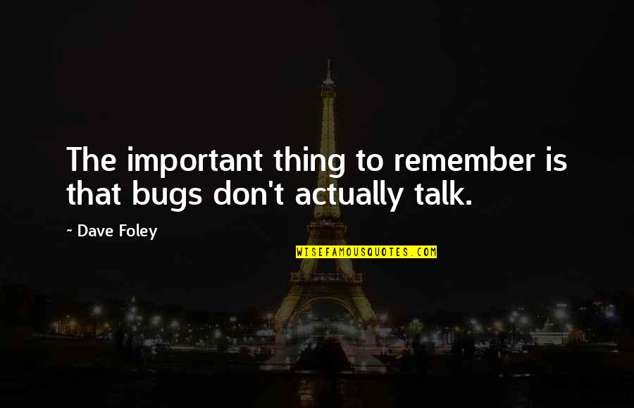 Foley's Quotes By Dave Foley: The important thing to remember is that bugs