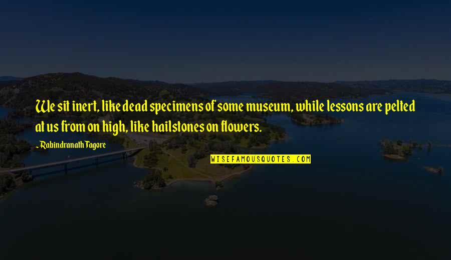 Folhas De Arvores Quotes By Rabindranath Tagore: We sit inert, like dead specimens of some Folhas De Arvores Quotes By Rabindranath Tagore: We sit inert, like dead specimens of some