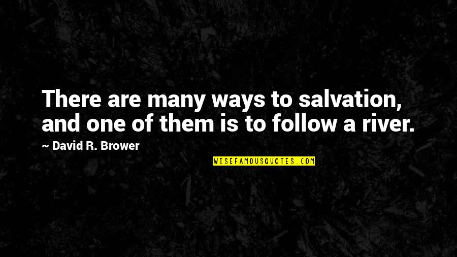 Follow Rivers Quotes By David R. Brower: There are many ways to salvation, and one Follow Rivers Quotes By David R. Brower: There are many ways to salvation, and one