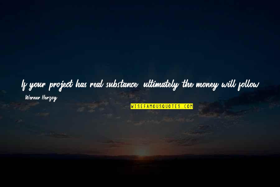 Follow The Money Quotes By Werner Herzog: If your project has real substance, ultimately the
