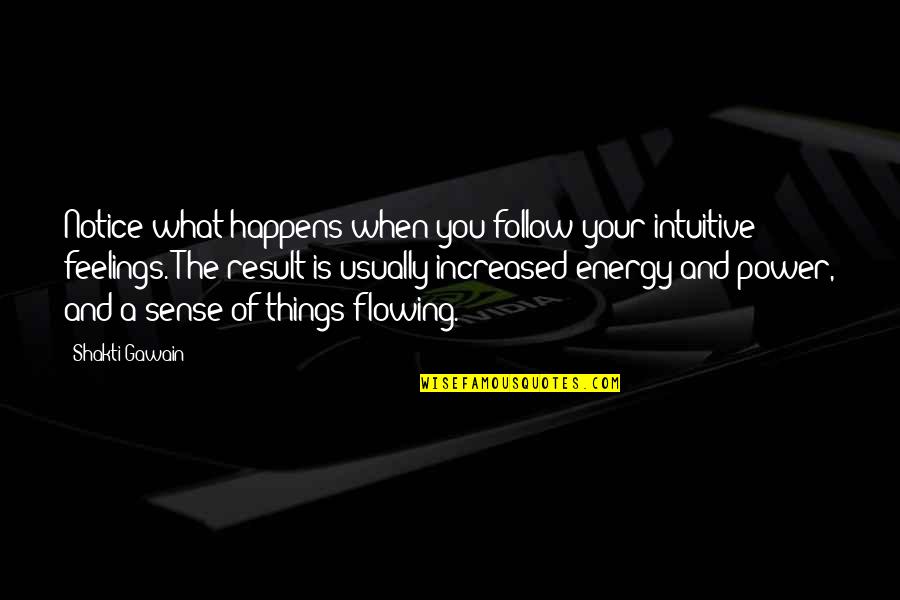Follow Your Feelings Quotes By Shakti Gawain: Notice what happens when you follow your intuitive