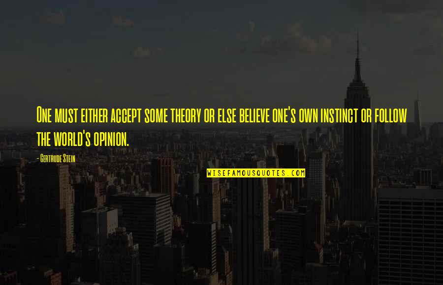 Follow Your Instinct Quotes By Gertrude Stein: One must either accept some theory or else Follow Your Instinct Quotes By Gertrude Stein: One must either accept some theory or else