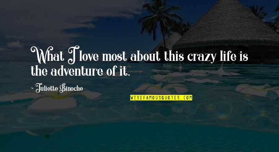 Follys End Campground Quotes By Juliette Binoche: What I love most about this crazy life