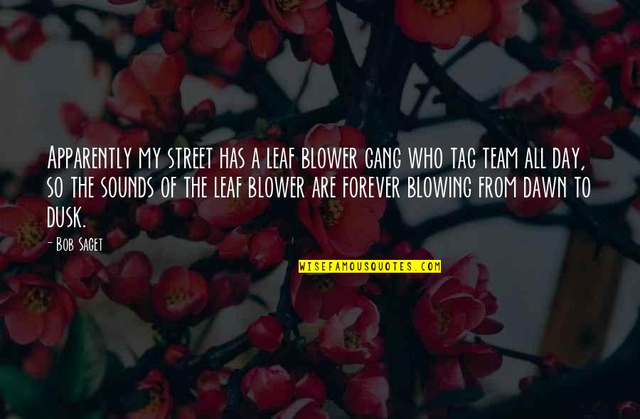 Folowen Quotes By Bob Saget: Apparently my street has a leaf blower gang Folowen Quotes By Bob Saget: Apparently my street has a leaf blower gang