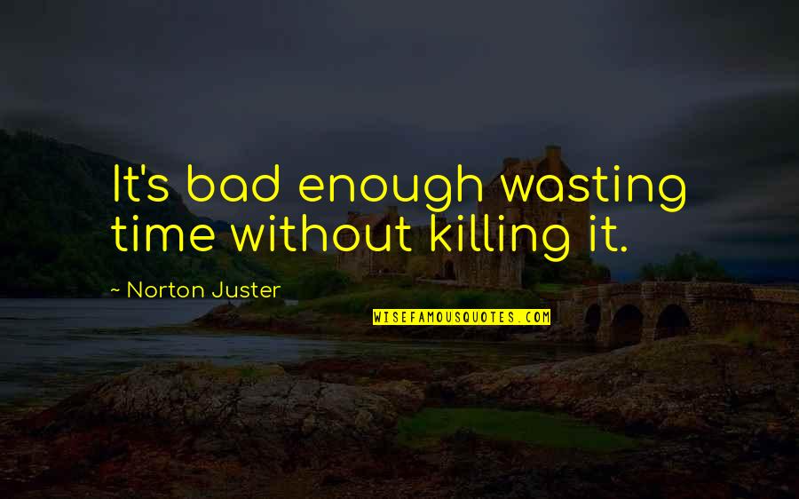 Font Awesome Double Quotes By Norton Juster: It's bad enough wasting time without killing it.