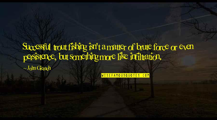 Fontenelles Skull Quotes By John Gierach: Successful trout fishing isn't a matter of brute Fontenelles Skull Quotes By John Gierach: Successful trout fishing isn't a matter of brute