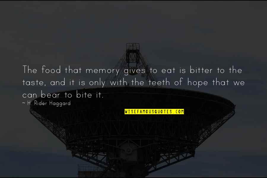 Food Bite Quotes By H. Rider Haggard: The food that memory gives to eat is