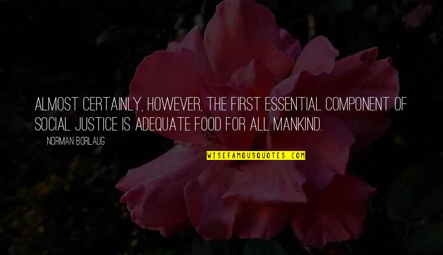 Food First Quotes By Norman Borlaug: Almost certainly, however, the first essential component of Food First Quotes By Norman Borlaug: Almost certainly, however, the first essential component of