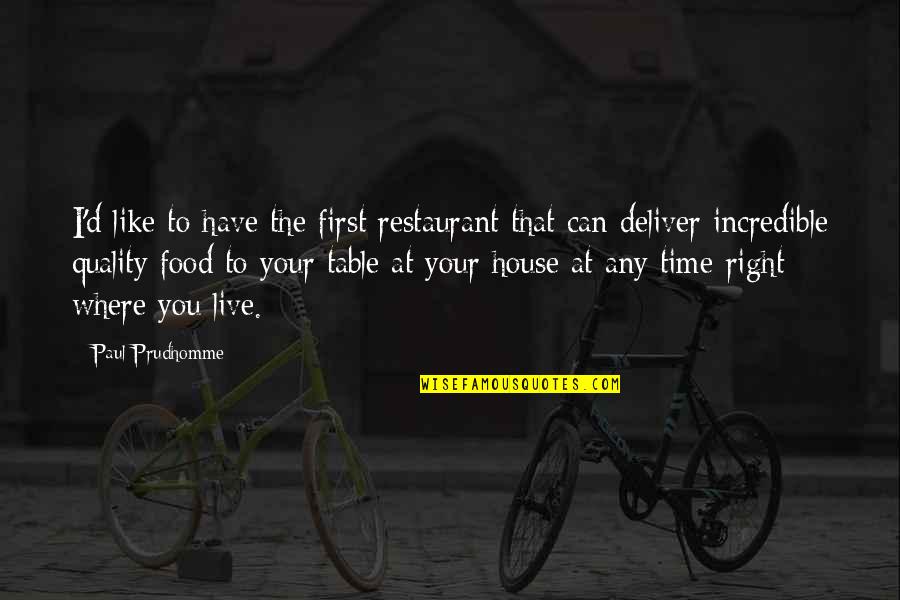 Food First Quotes By Paul Prudhomme: I'd like to have the first restaurant that Food First Quotes By Paul Prudhomme: I'd like to have the first restaurant that
