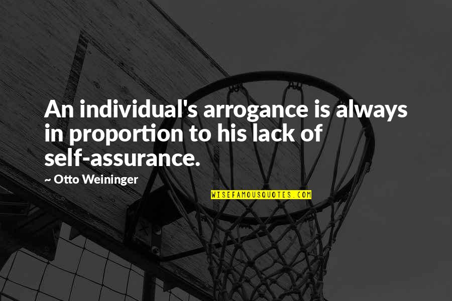 Food Items Quotes By Otto Weininger: An individual's arrogance is always in proportion to