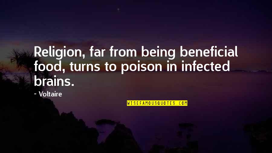 Food Poison Quotes By Voltaire: Religion, far from being beneficial food, turns to