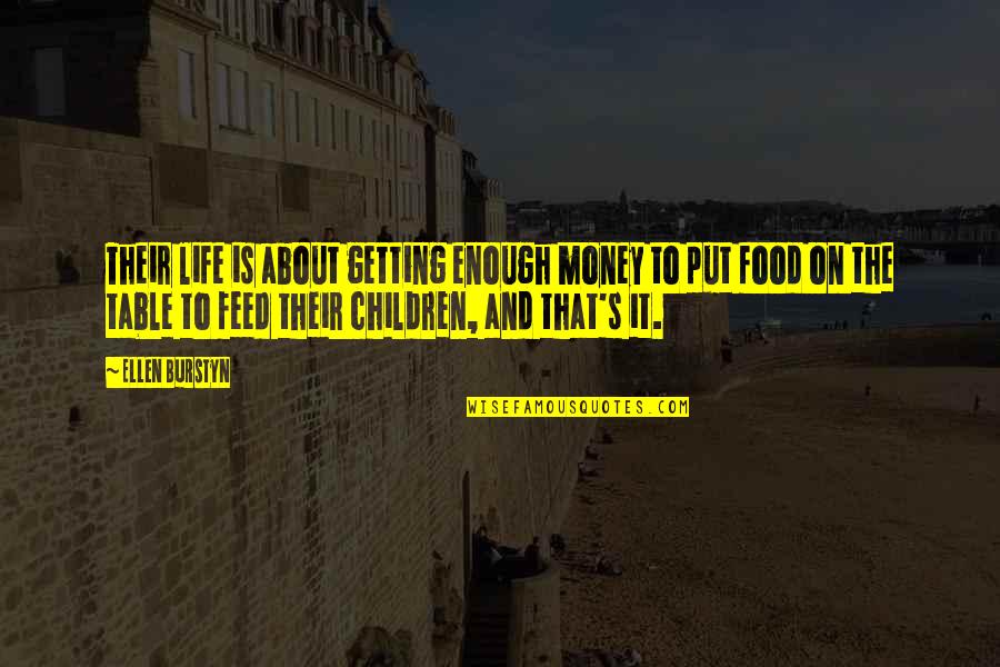 Food Table Quotes By Ellen Burstyn: Their life is about getting enough money to