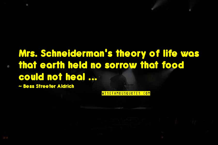 Food Theory Quotes By Bess Streeter Aldrich: Mrs. Schneiderman's theory of life was that earth