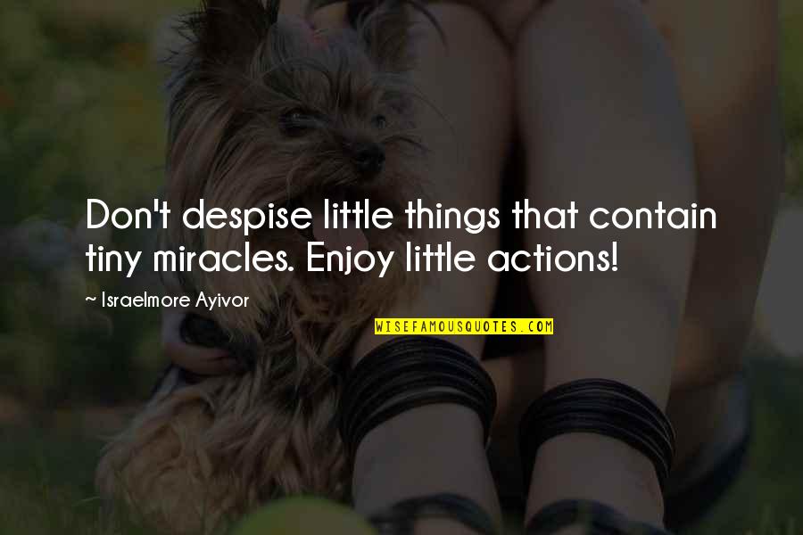 Food They Enjoy Quotes By Israelmore Ayivor: Don't despise little things that contain tiny miracles.