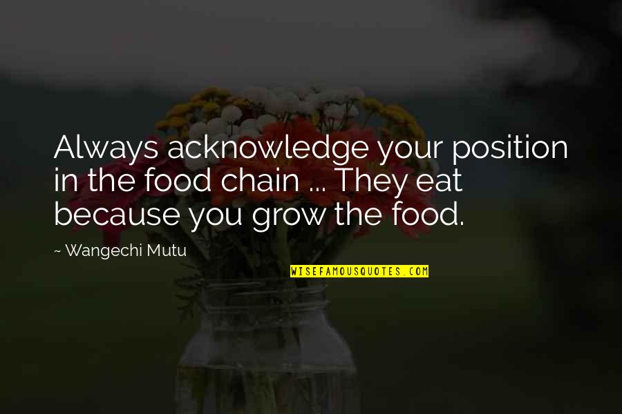 Food They Quotes By Wangechi Mutu: Always acknowledge your position in the food chain Food They Quotes By Wangechi Mutu: Always acknowledge your position in the food chain