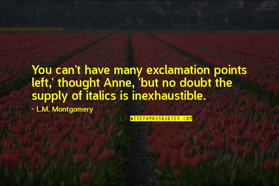 Fool Errand Quotes By L.M. Montgomery: You can't have many exclamation points left,' thought