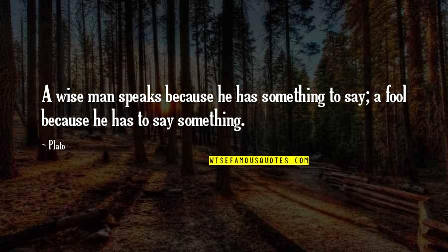 Fool Man Quotes By Plato: A wise man speaks because he has something
