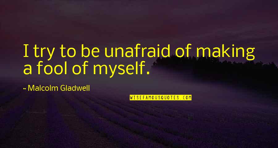 Fool Of Myself Quotes By Malcolm Gladwell: I try to be unafraid of making a