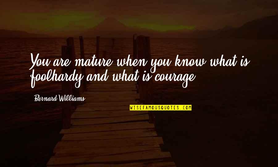 Foolhardy Quotes By Bernard Williams: You are mature when you know what is Foolhardy Quotes By Bernard Williams: You are mature when you know what is
