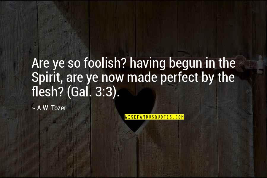 Foolish Quotes By A.W. Tozer: Are ye so foolish? having begun in the