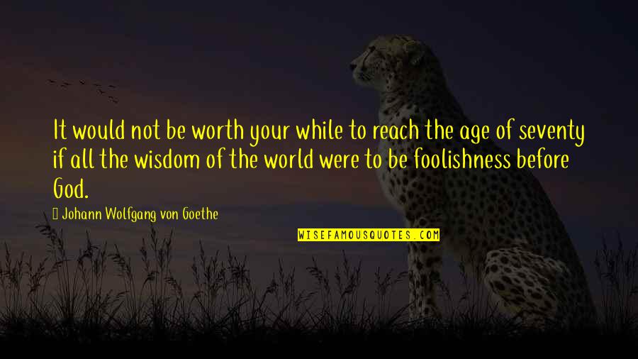 Foolishness And Wisdom Quotes By Johann Wolfgang Von Goethe: It would not be worth your while to