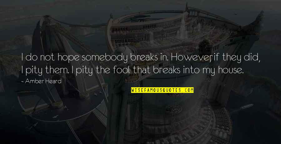 Fool's Hope Quotes By Amber Heard: I do not hope somebody breaks in. However,