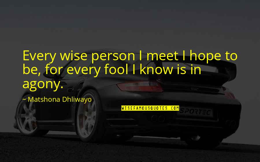Fool's Hope Quotes By Matshona Dhliwayo: Every wise person I meet I hope to