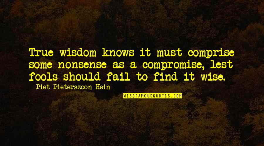Fools Quotes By Piet Pieterszoon Hein: True wisdom knows it must comprise some nonsense