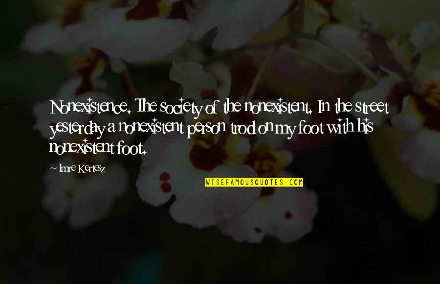 Foot Feet Quotes By Imre Kertesz: Nonexistence. The society of the nonexistent. In the