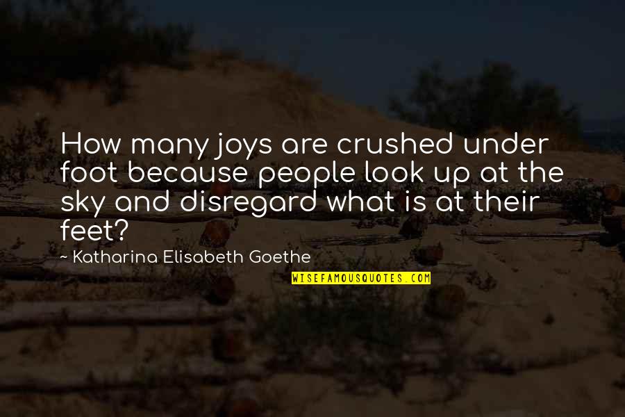Foot Feet Quotes By Katharina Elisabeth Goethe: How many joys are crushed under foot because