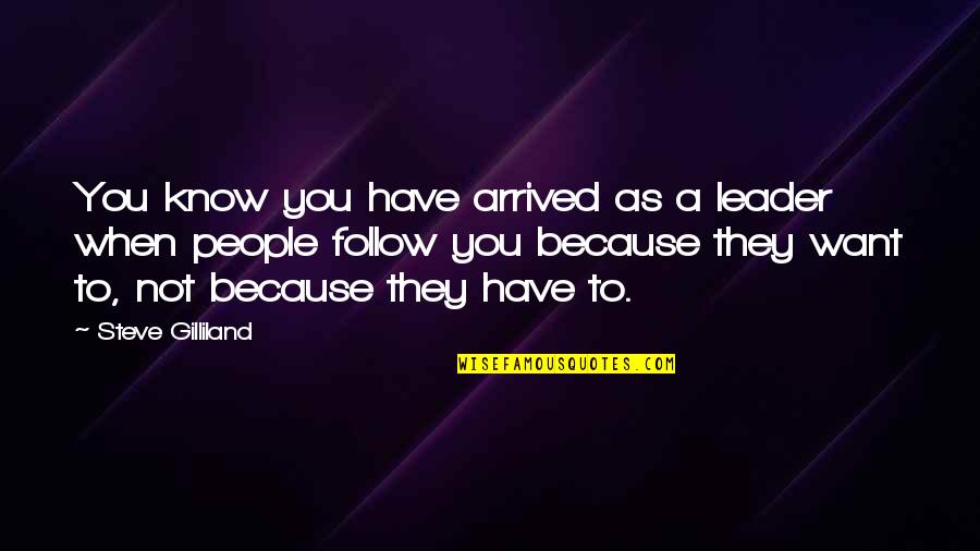 Footages Remakes Quotes By Steve Gilliland: You know you have arrived as a leader
