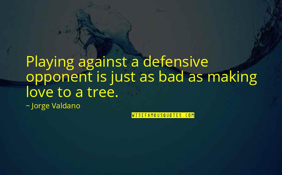 Football And Love Quotes By Jorge Valdano: Playing against a defensive opponent is just as